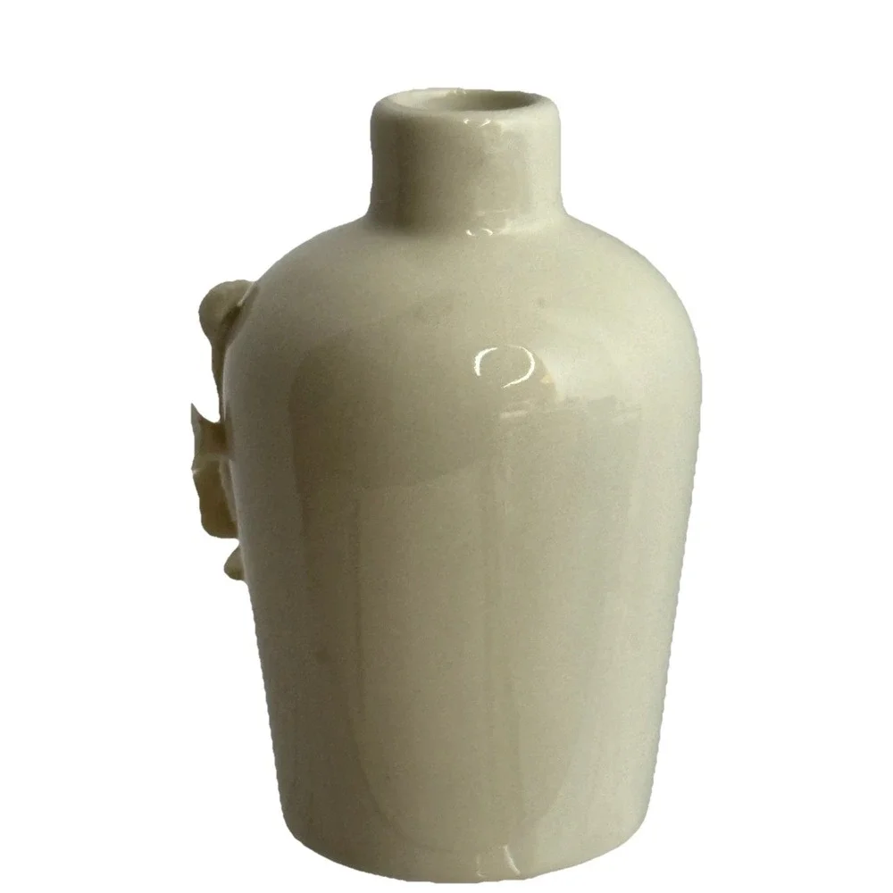 Vintage Ceramic Vase with Raised Rose Floral Design ‎ Bud Vase